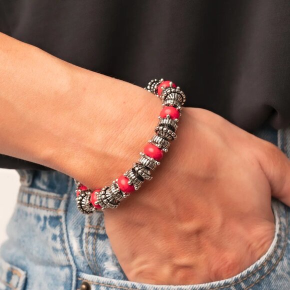 Paparazzi Jewelry Accessories - Canyon Crusher - Red Bracelet - Vintage - Picture 1 of 4